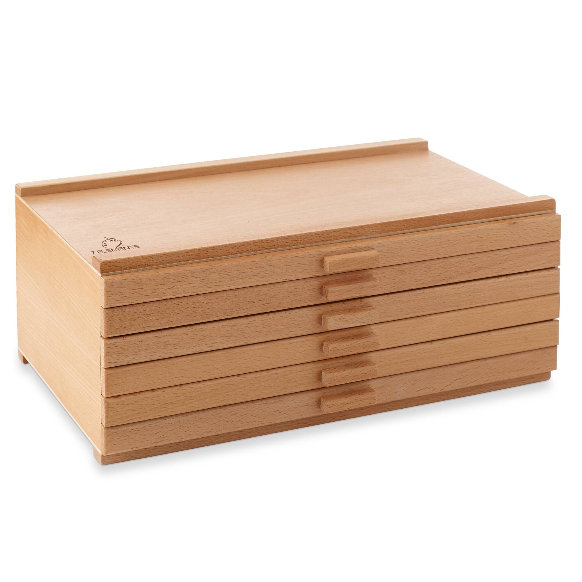 7 Elements Multi Drawer Beechwood Artist Storage Supply Box Natural ...