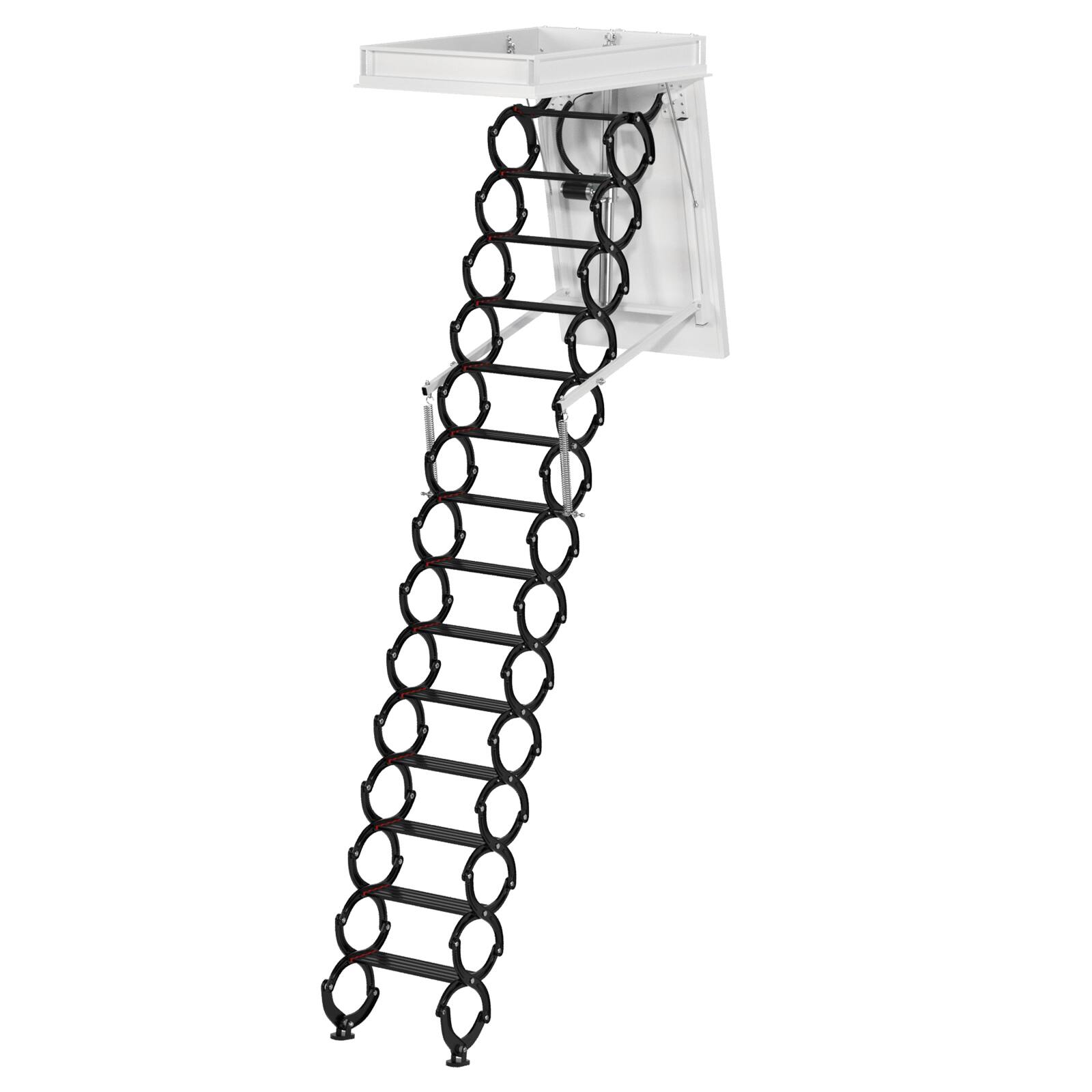 Angle. Topteng - 13-Step Electric Attic Ladder with Remote - Aluminum Folding, 500lb Capacity, Fit for Loft & Home - Black.