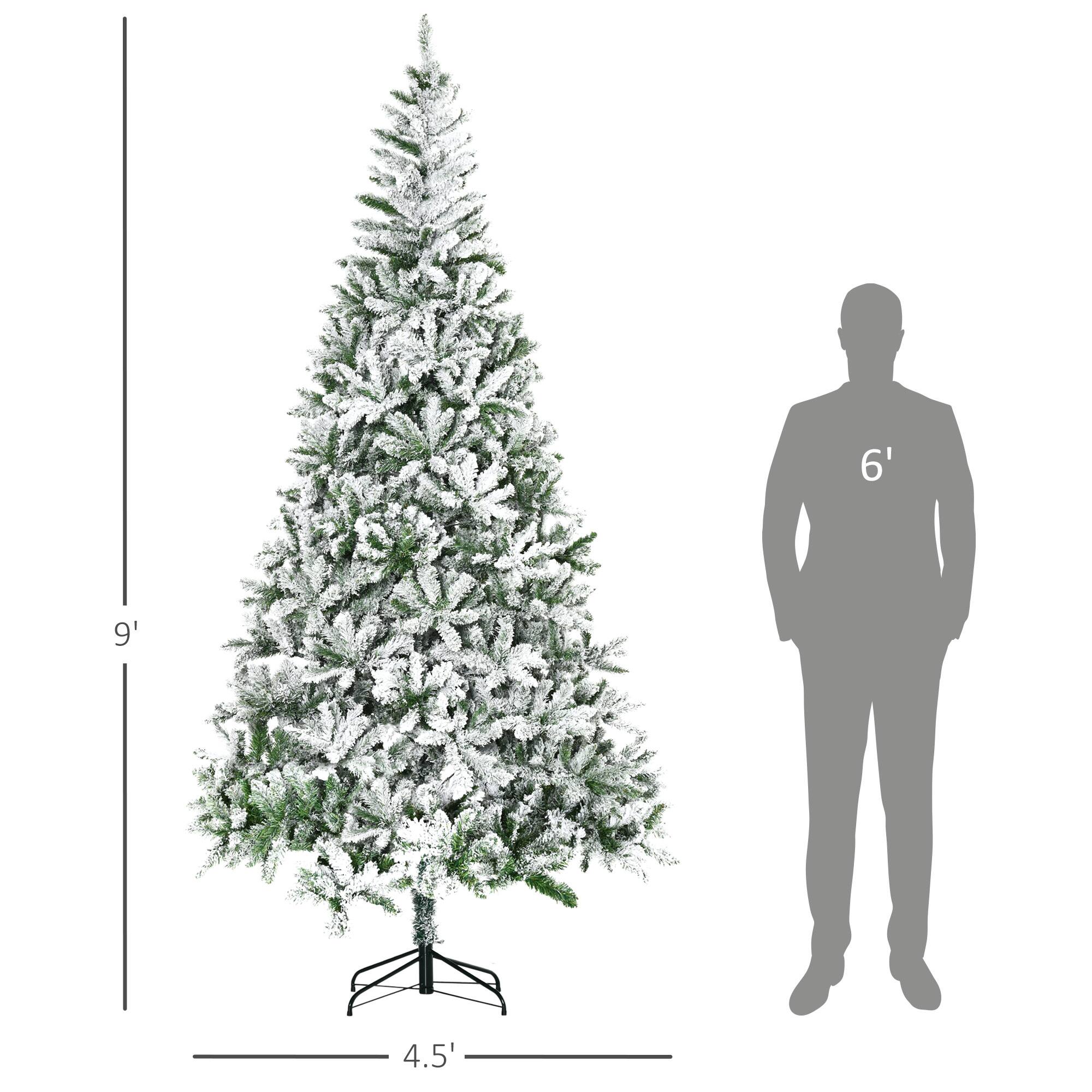 Alt View 2. Homcom - Tall Unlit Snow Flocked Pine Artificial Christmas Tree with Realistic Branches - green.