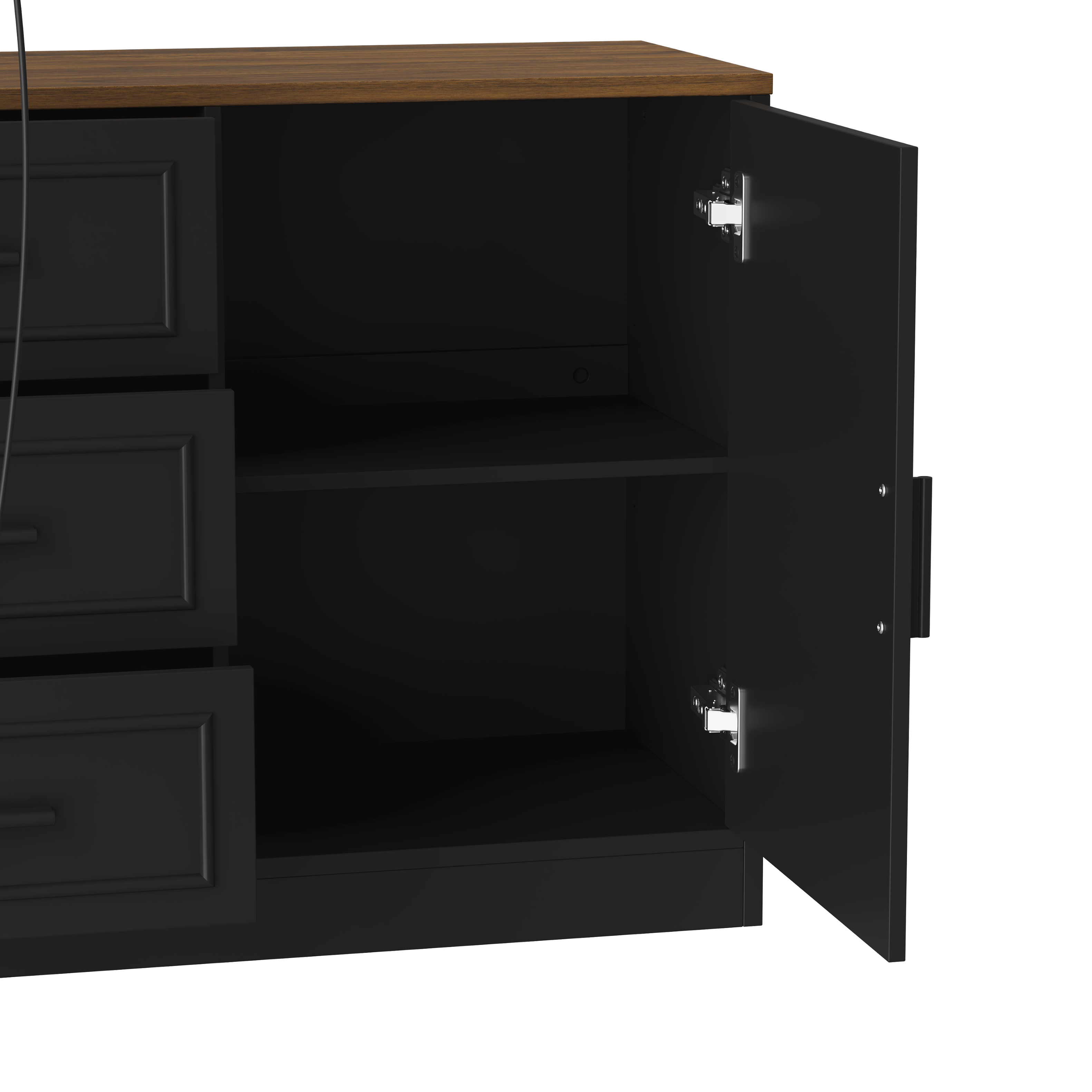 Alt View 4. Famapy - Electric Standing Desk with Storage Cabinet, 55.1" Adjustable Height Workstation, 150 LBS Capacity, Rustic Industrial - Walnut & Black.
