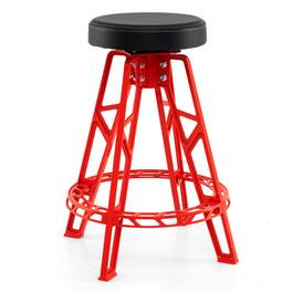 Mondawe - 28" Heavy Duty Aluminum Garage Bar Chair 360 Swivel Seat with Footrest - Red + Black