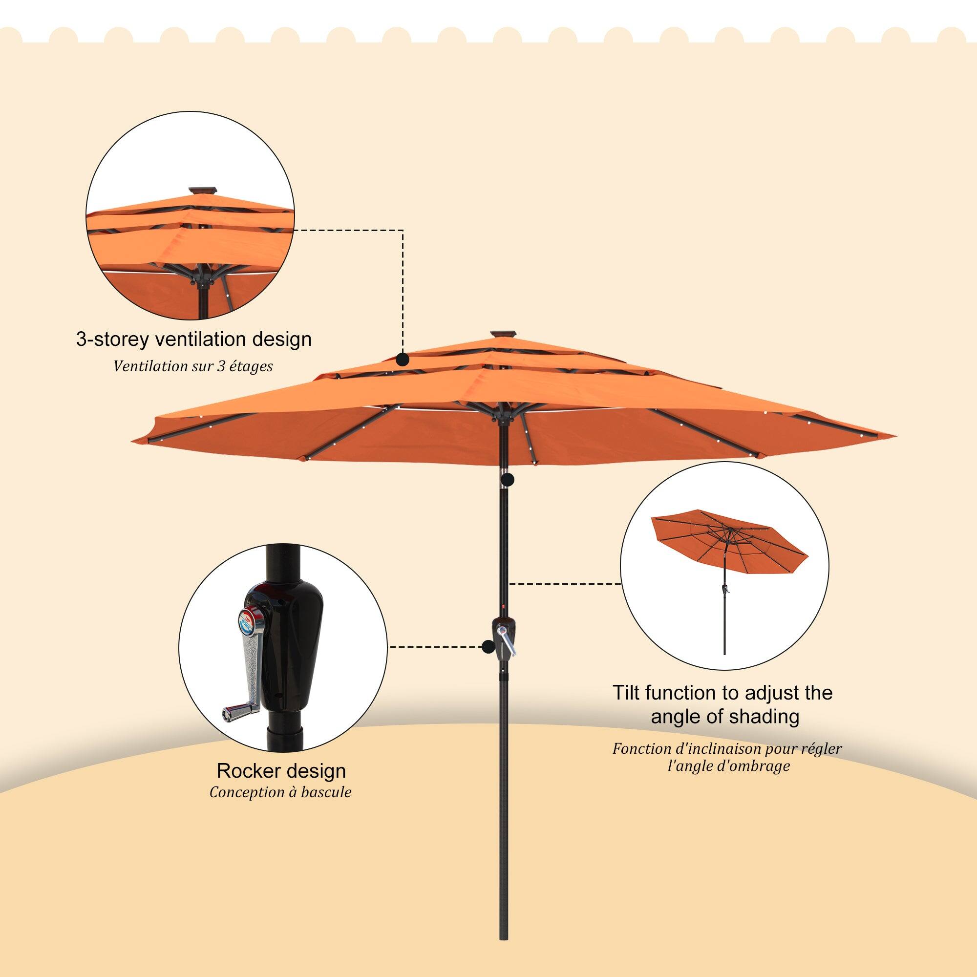 3-storey ventilation design  
Ventilation sur 3 étages  

Rocker design  
Conception à bascule  

Tilt function to adjust the angle of shading  
Fonction d'inclinaison pour régler l'angle d'ombrage
