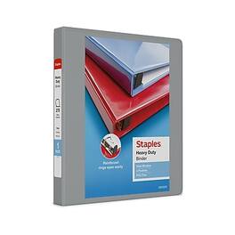 Staples - Heavy Duty 1" 3-Ring View Binder, D-Ring - Gray