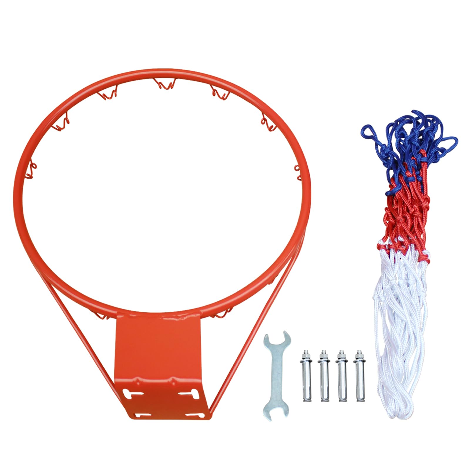 Alt View 5. Ecooso - 18" Weather-Resistant Basketball Rim w/ Net and Mounting Bracket, Wall-Mount, Regulation Size - Black+Red.