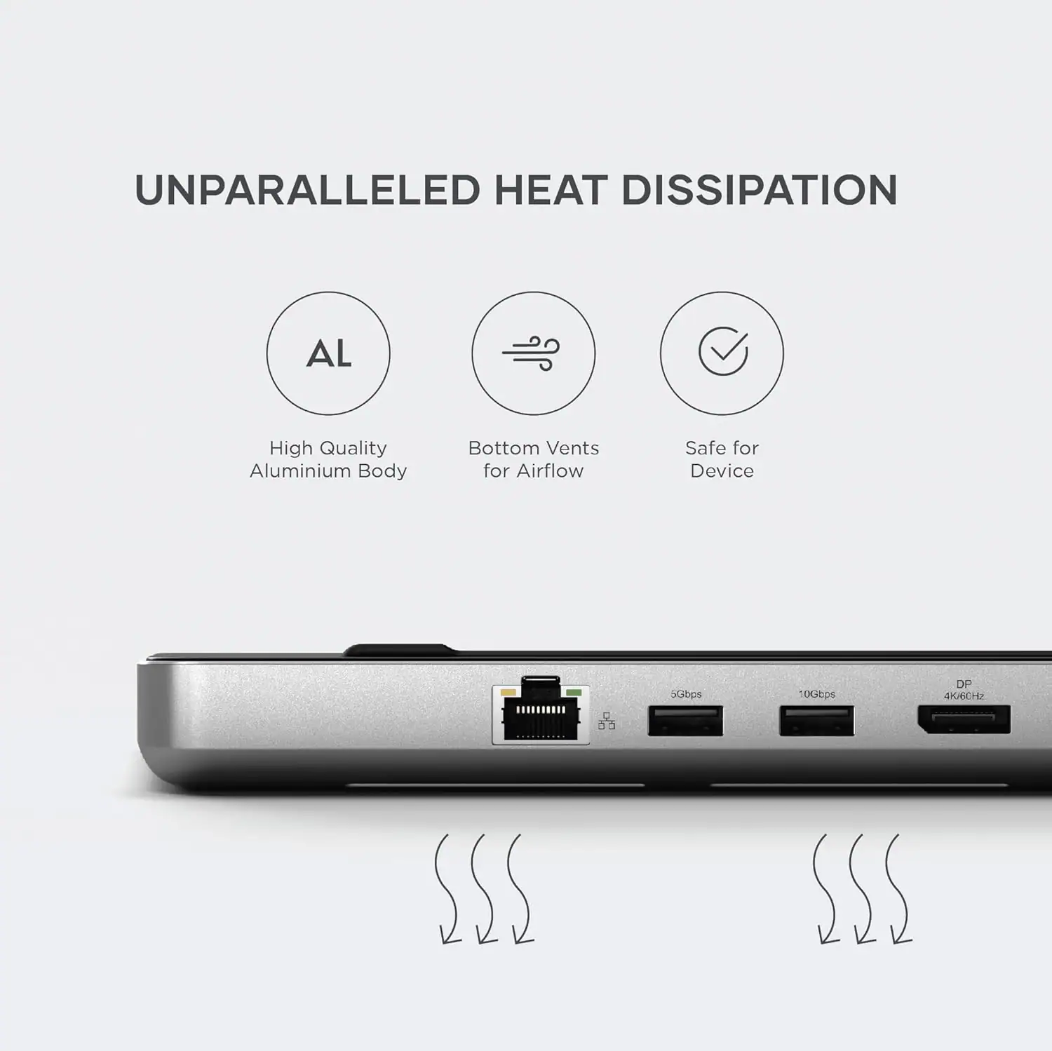 Unparalleled Heat Dissipation: High Quality Aluminum Body, Bottom Vents for Airflow, Safe for Devices.