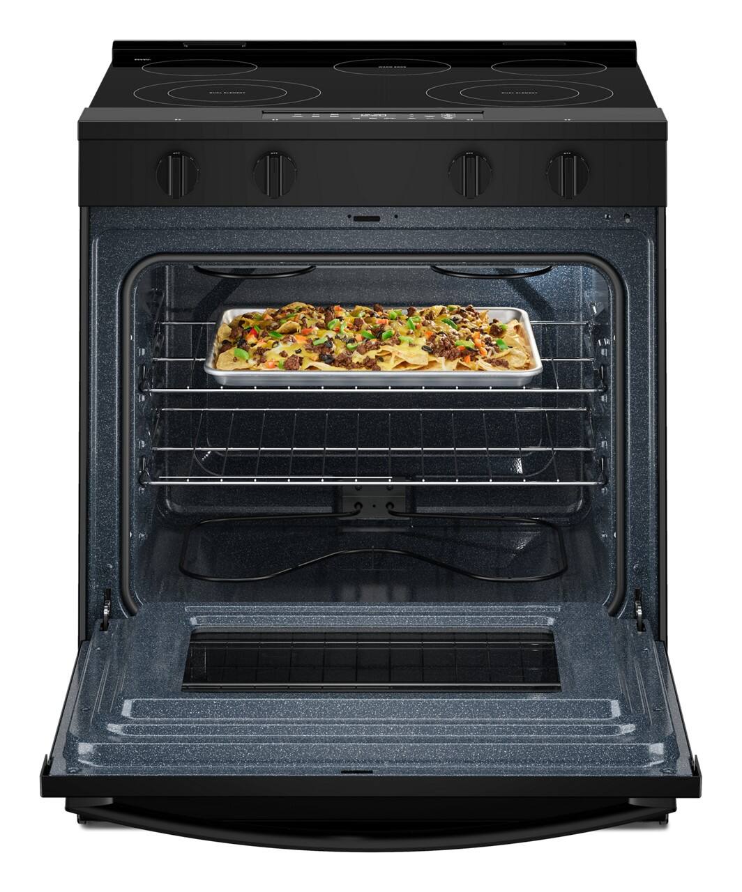 Alt View 1. Whirlpool - 30 in. Wide 5 element 5.3 cu. ft. Slide-In Electric Range with No Preheat and Slow Cook Modes - Black.