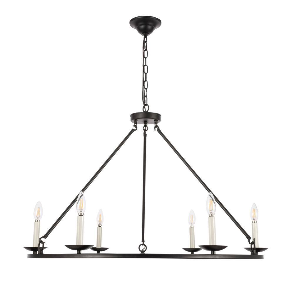 Alt View 8. Living District - Maine 6 light Black chandelier - Black.