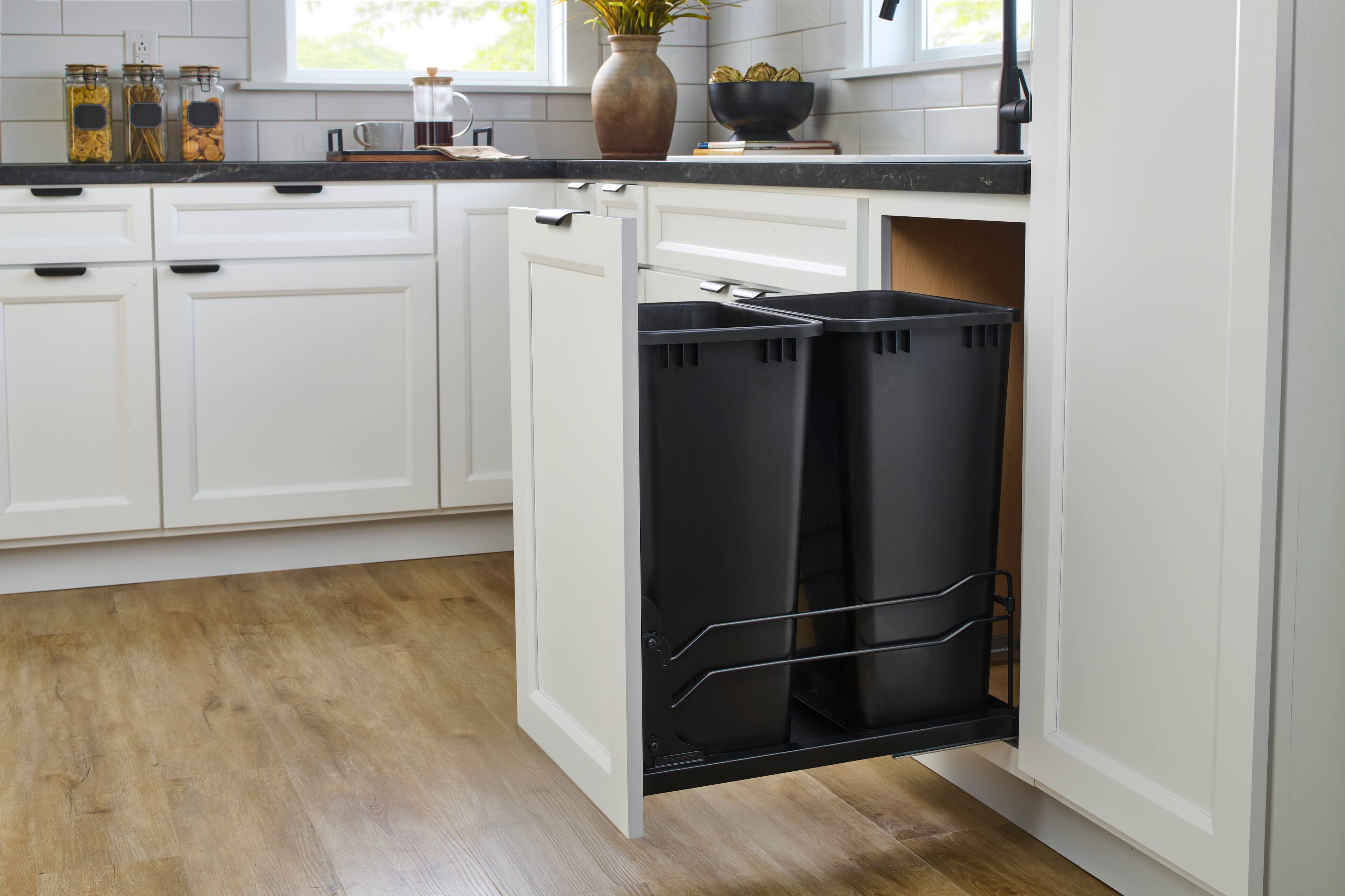 Alt View 4. Rev-A-Shelf - Rev-A-Shelf Double Pullout Kitchen Trash Can 50 qt. Soft-Close 53WC-2150SCDM-218 - Black.