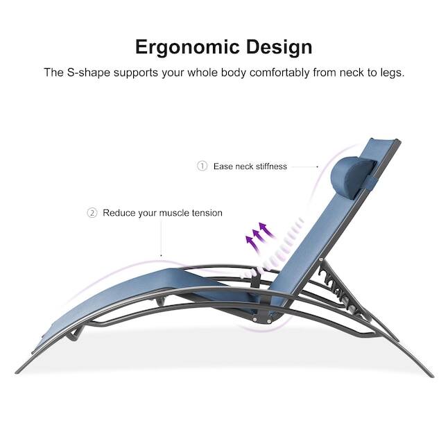 Ergonomic Design  
The S-shape supports your whole body comfortably from neck to legs.  

1. Ease neck stiffness  
2. Reduce your muscle tension
