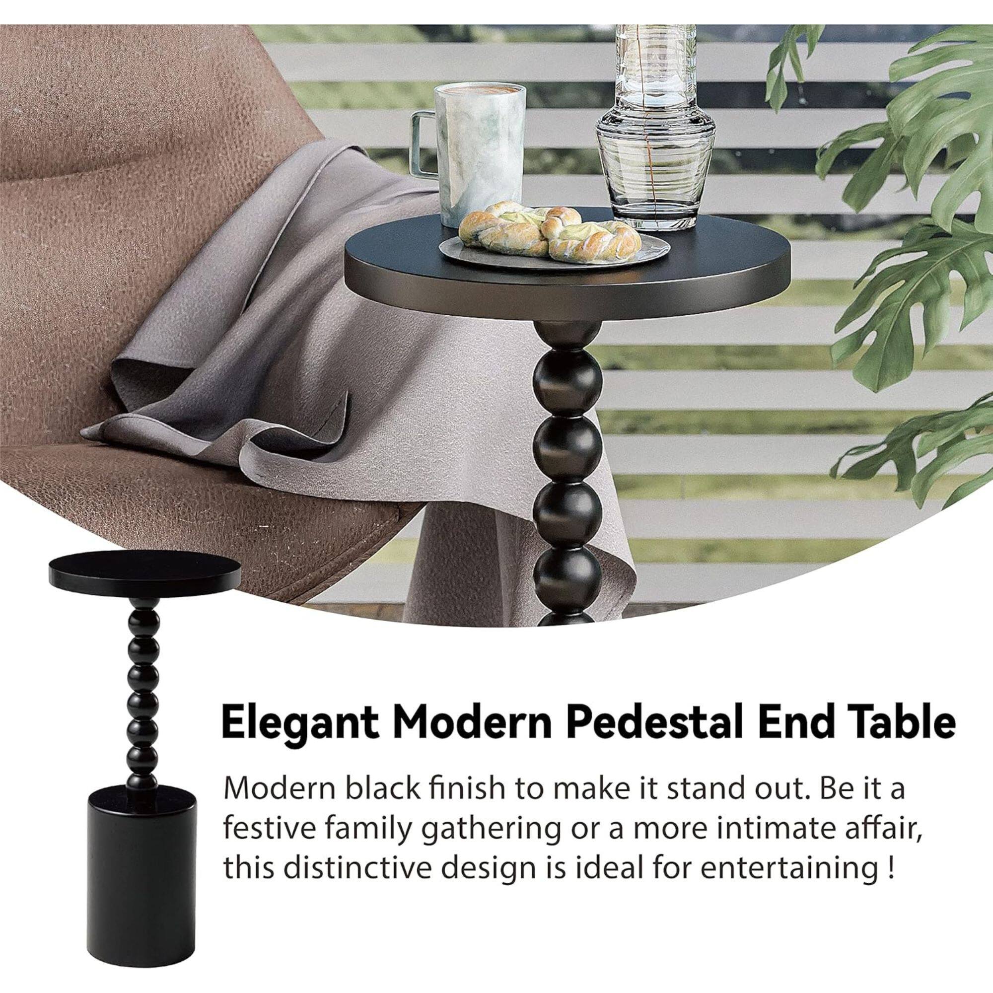 Elegant Modern Pedestal End Table

Modern black finish to make it stand out. Be it a festive family gathering or a more intimate affair, this distinctive design is ideal for entertaining!