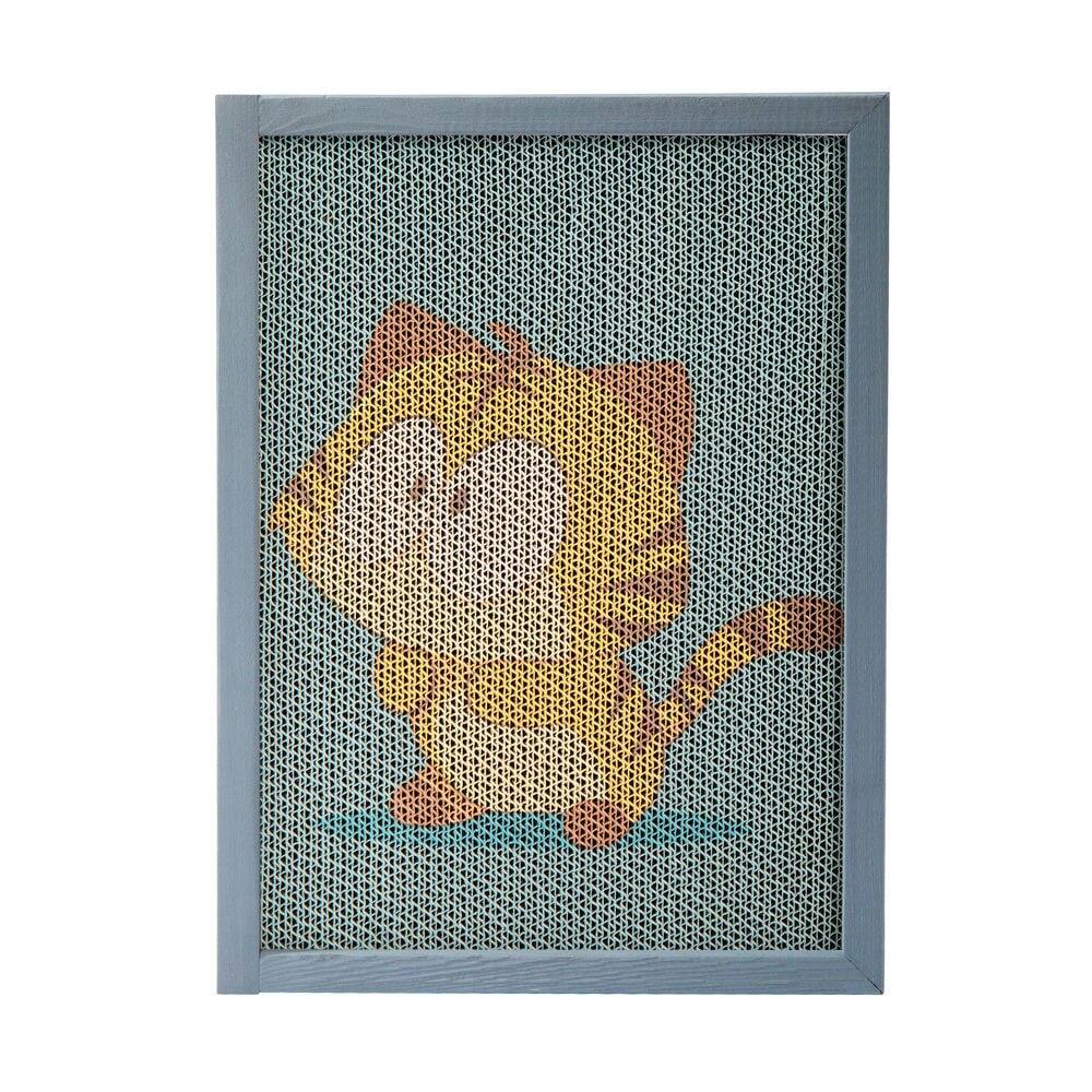 Resenkos - Cat Scratching Post With Fun Patterns, 7 Reusable Mats, Pet Activity Center - Gray