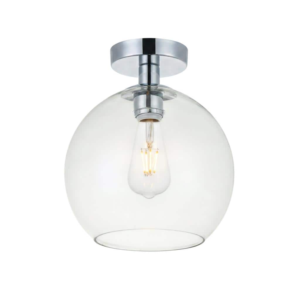 Living District - Baxter 1 Light Chrome Flush Mount With Clear Glass - Chrome And Clear