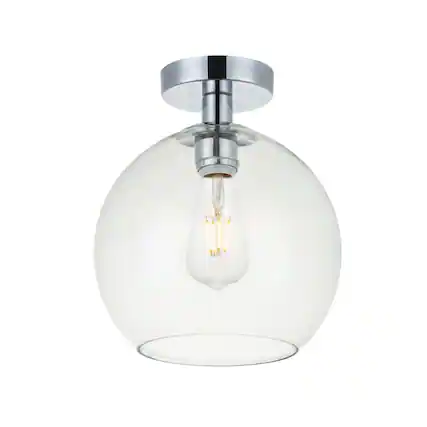 Front. Living District - Baxter 1 Light Chrome Flush Mount With Clear Glass - Chrome And Clear.