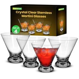 NutriChef - 4 Martini Glasses, 8.4oz Cocktail Glass for Margarita, Manhattan, & Cosmopolitan, Crystal (NGLMT4) - Clear