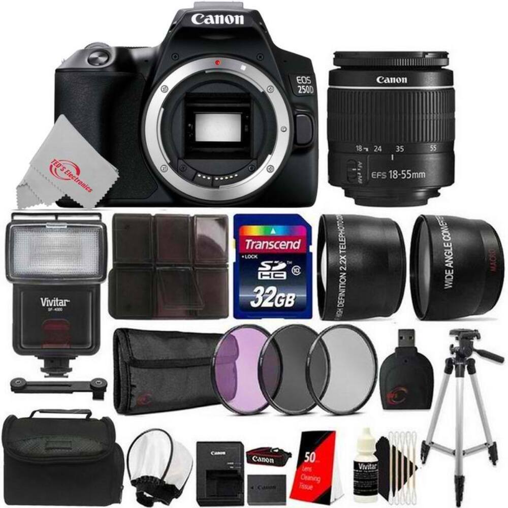 Canon - EOS 250D / Rebel SL3 24.1MP 4K Digital SLR Camera + 32GB Accessory Kit