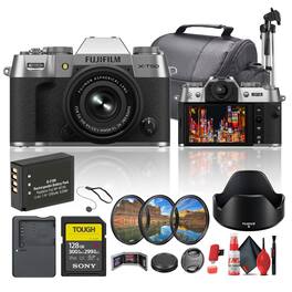 Fujifilm - X-T50 Mirrorless Camera with 15-45mm f/3.5-5.6 Lens Bundle - Silver
