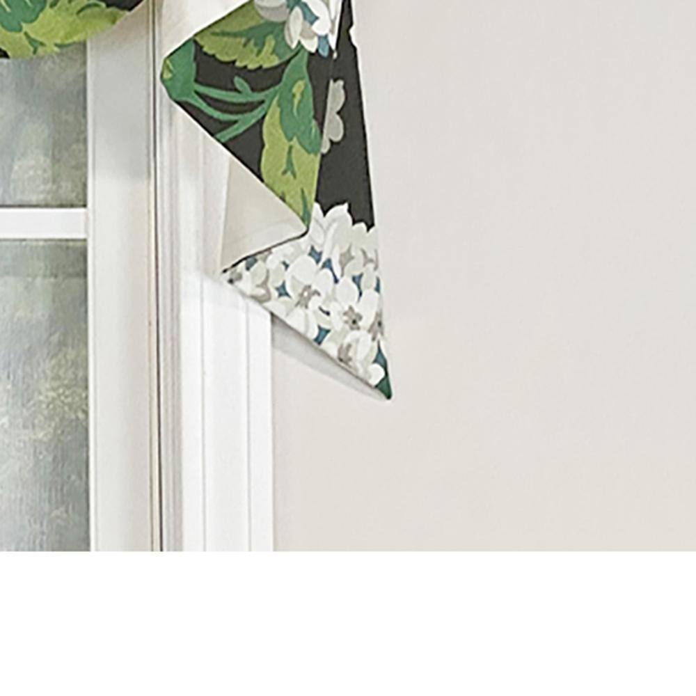 Left. RLF Home - RLF Home Hydrangea Empire Valance Tuxedo Black 2-Scoop . 54" x 25" For windows up to 48"W - Tuxedo black.