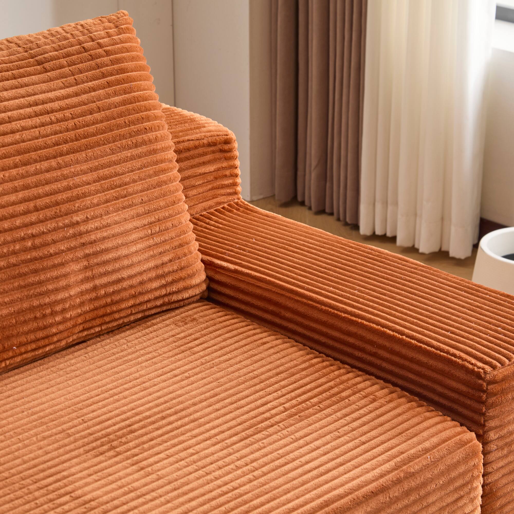 Alt View 10. GOODSILO - Modern Corduroy Loveseat Sofa Bed | Reversible Cushions & Deep Seating for Compact Spaces - Orange.