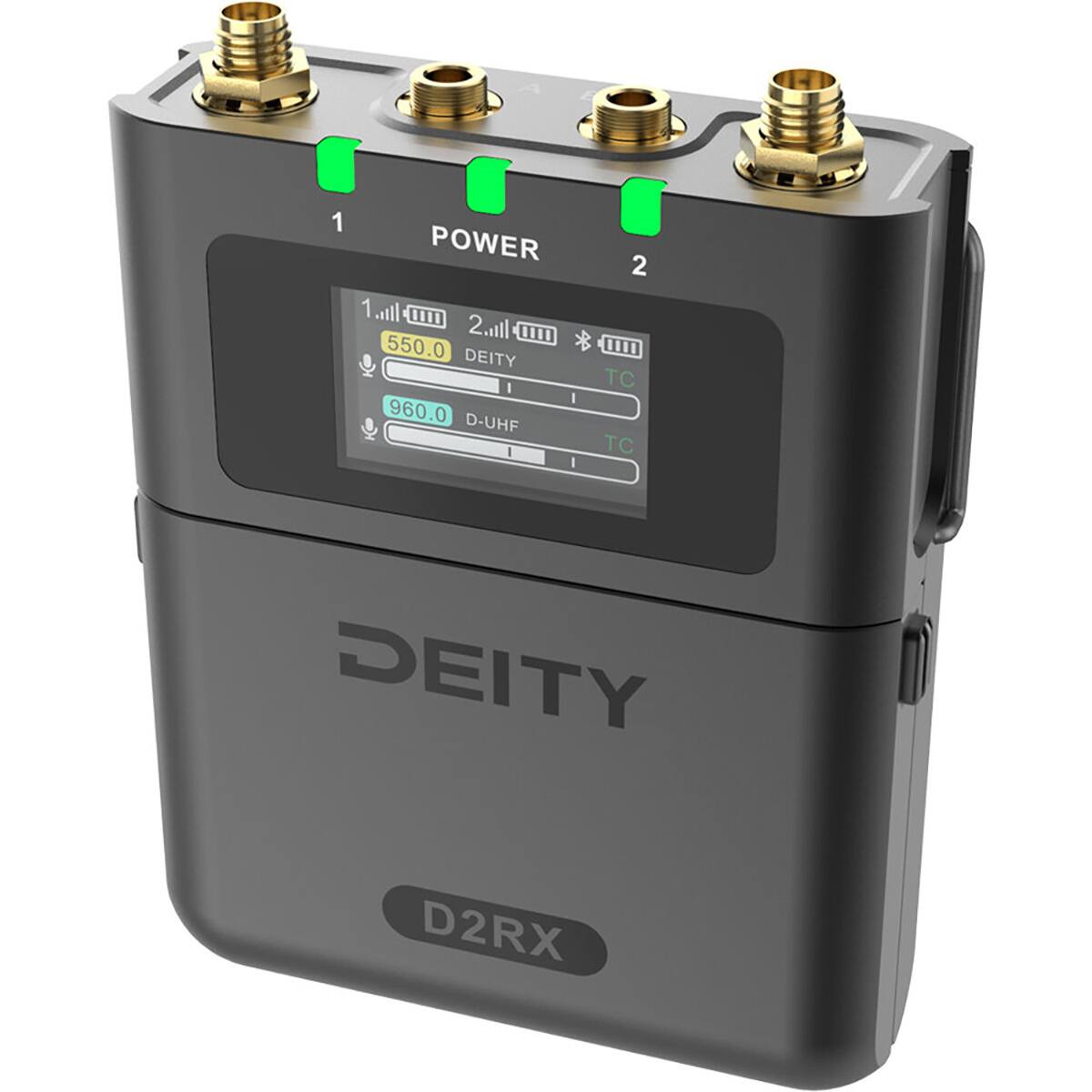1 POWER 2  
1 ail um 550.0 DEITY  
2 ail um 960.0 D-UHF  
DEITY D2RX