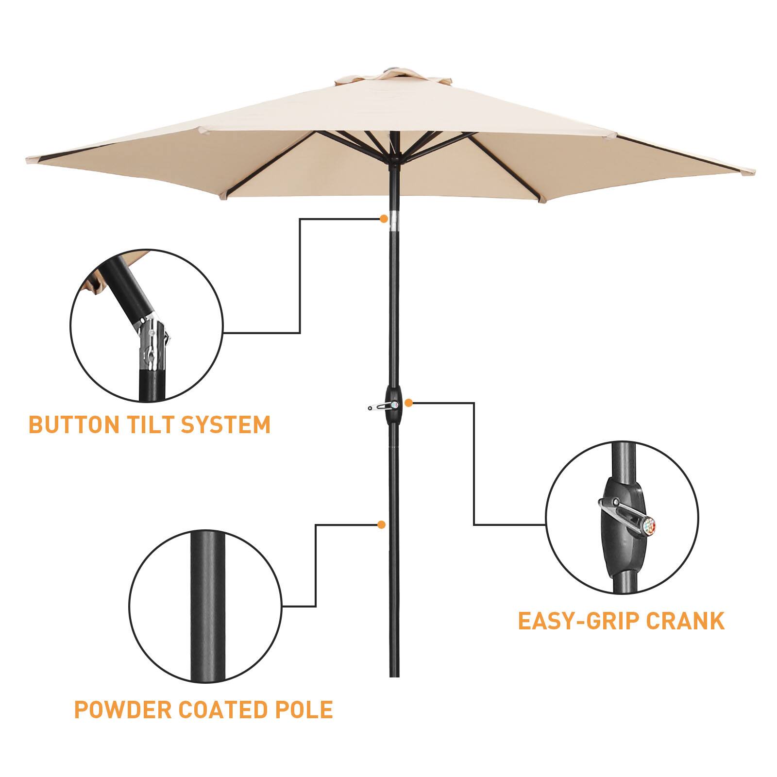 BUTTON TILT SYSTEM  
POWDER COATED POLE  
EASY-GRIP CRANK