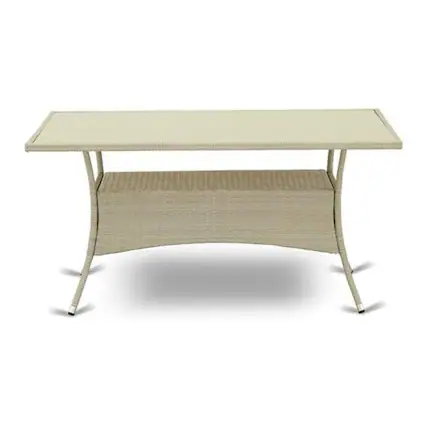 Front. East West Furniture - Wicker Patio Table Natural Linen - Natural Linen.