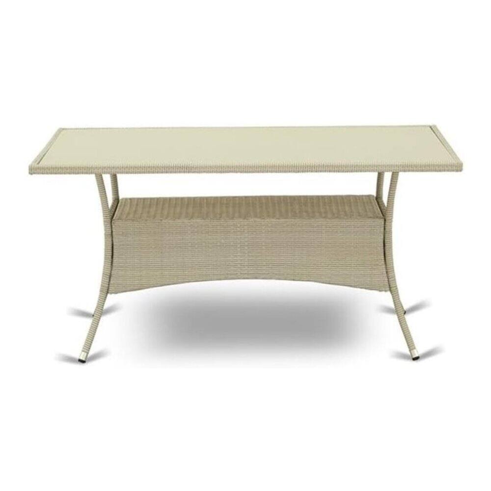 Front. East West Furniture - Wicker Patio Table Natural Linen - Natural Linen.
