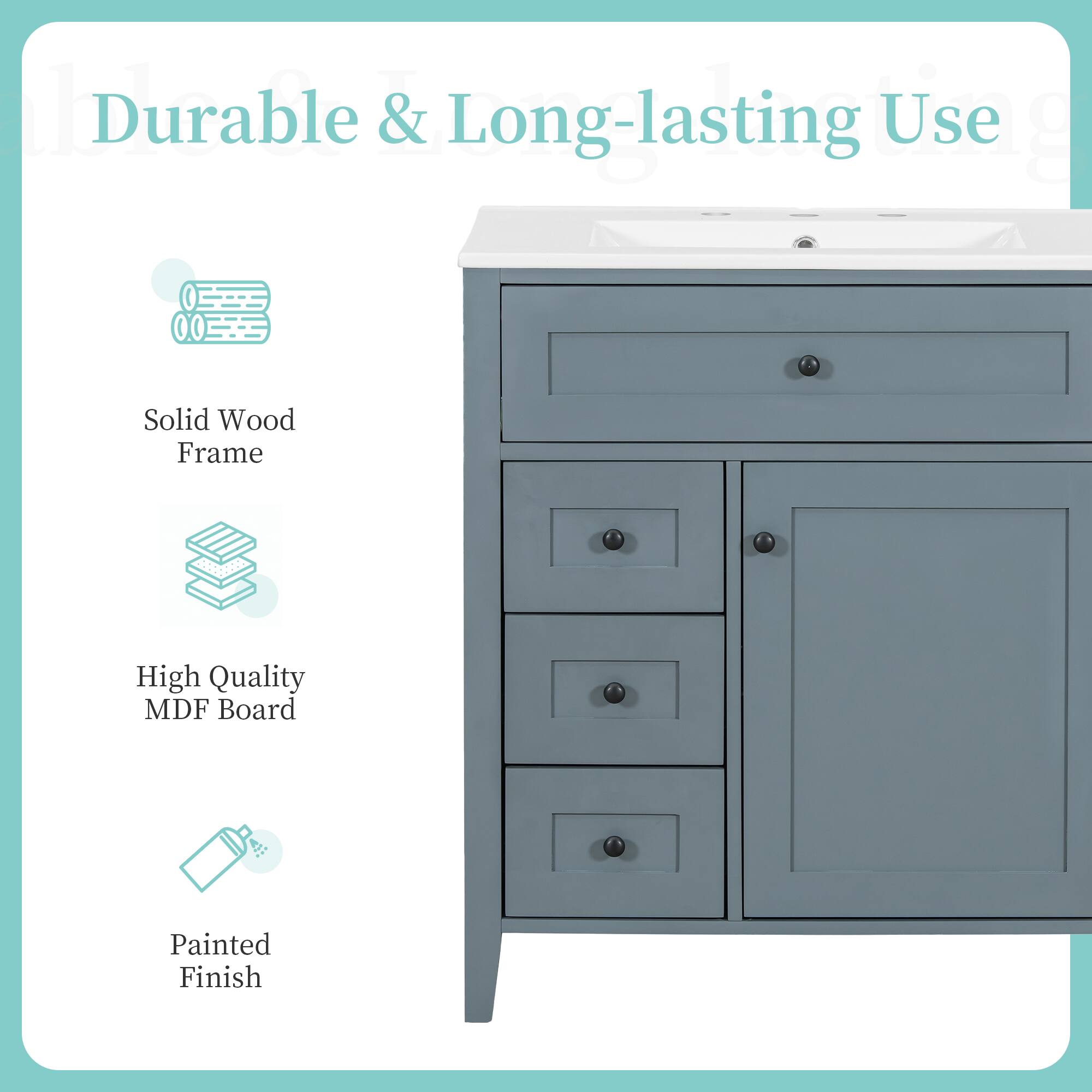 Durable & Long-lasting Use

- Solid Wood Frame
- High Quality MDF Board
- Painted Finish