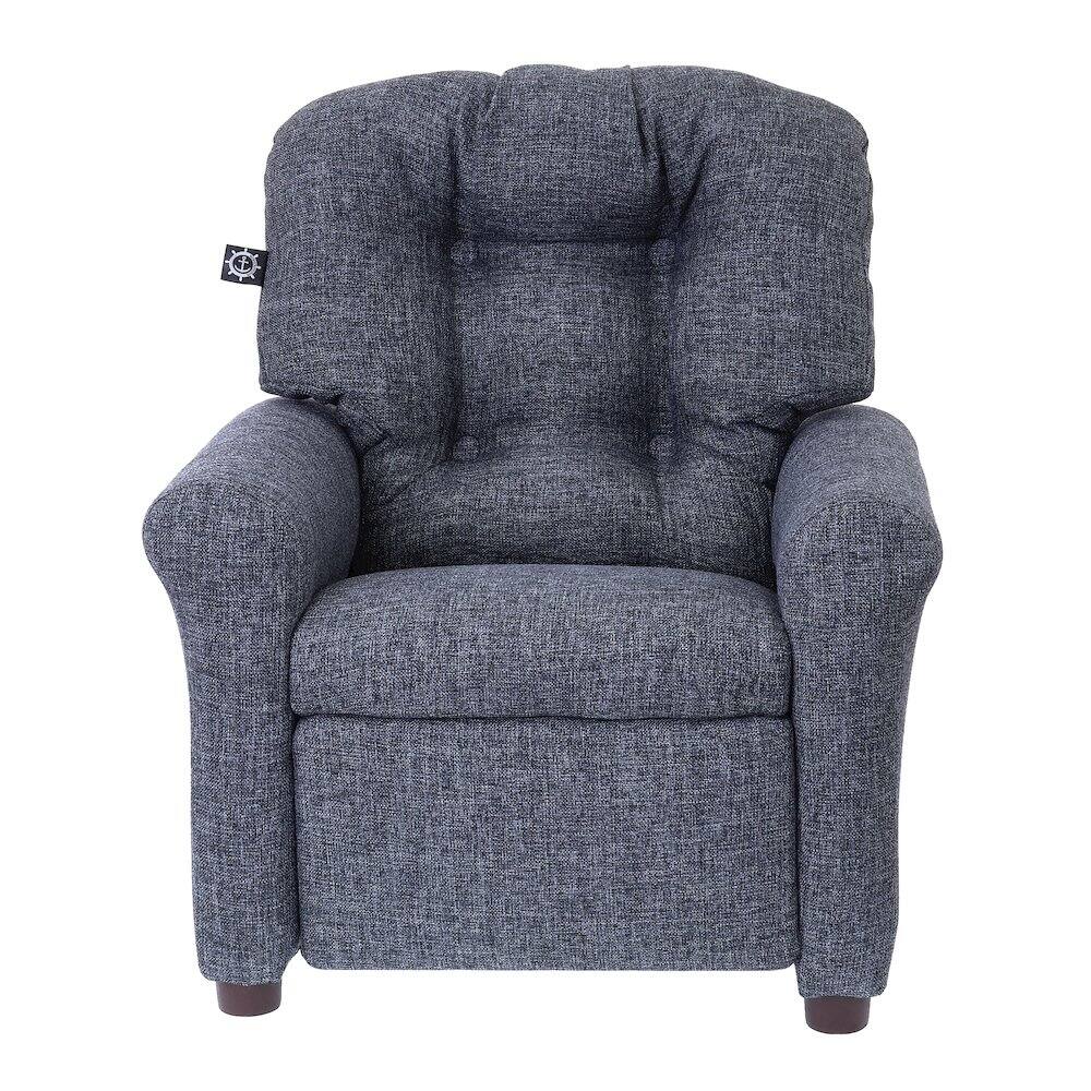 Angle. Crew - Traditional Kids Recliner Chair - Gray.