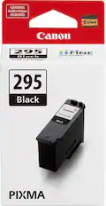 Sure, here is the corrected and grouped text from the image:
---
**Canon**
**GENUINE Authentique GENUINO**
**295 Black**
**FINE Cartridge**
**PIXMA**
---
**Canon**
**FINE Cartridge**
**Black**
---
**Canon**
**FINE Cartridge**
**Black**