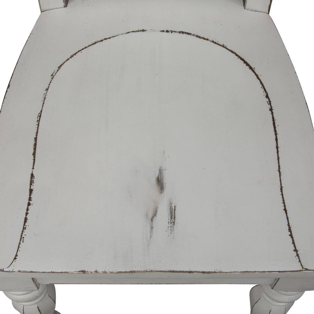 Angle. Liberty Furniture Industries - Magnolia Manor Splat Back Side Chair (RTA)-Set of 2 in Antique White - White.