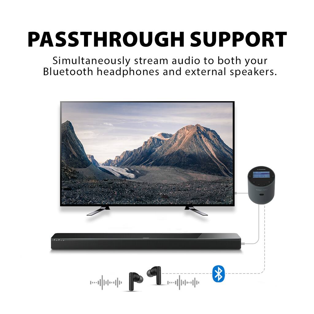 Left. Avantree - Orbit Pro - Bluetooth Transmitter for TV with LCD Screen & Remote Control.