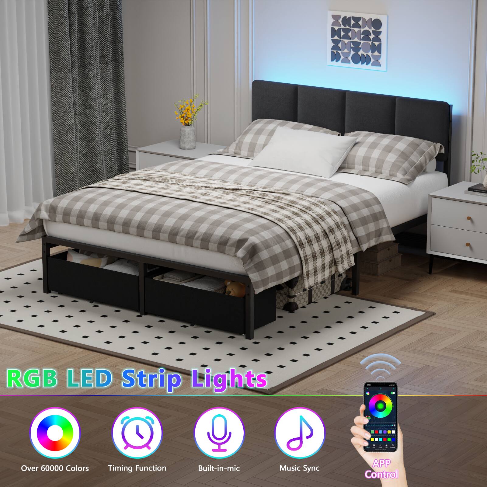 ZHZNO MZN2Z ZXZON HZONZ RGB LED Strip Lights - Over 60000 Colors Timing Function Built-in-mic Music Sync APP Control