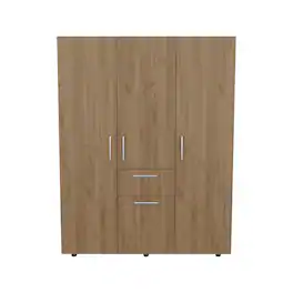 TuHome - Bariloche 70" High Four- Door, One Drawer Armoire With Three Hanging Rods, Seven Shelves Bedroom, Wardrove, Closet - Natural Oak
