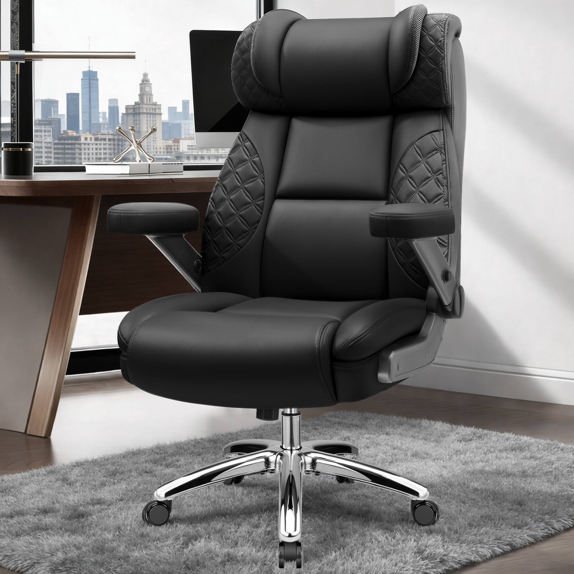 Alt View 6. KERDOM - Big Tall Ergonomic Office Chair with Air-Pumb Lumbar Support, 5D Adjustable Arms, Executive Desk Chair for Heavy People - Black.