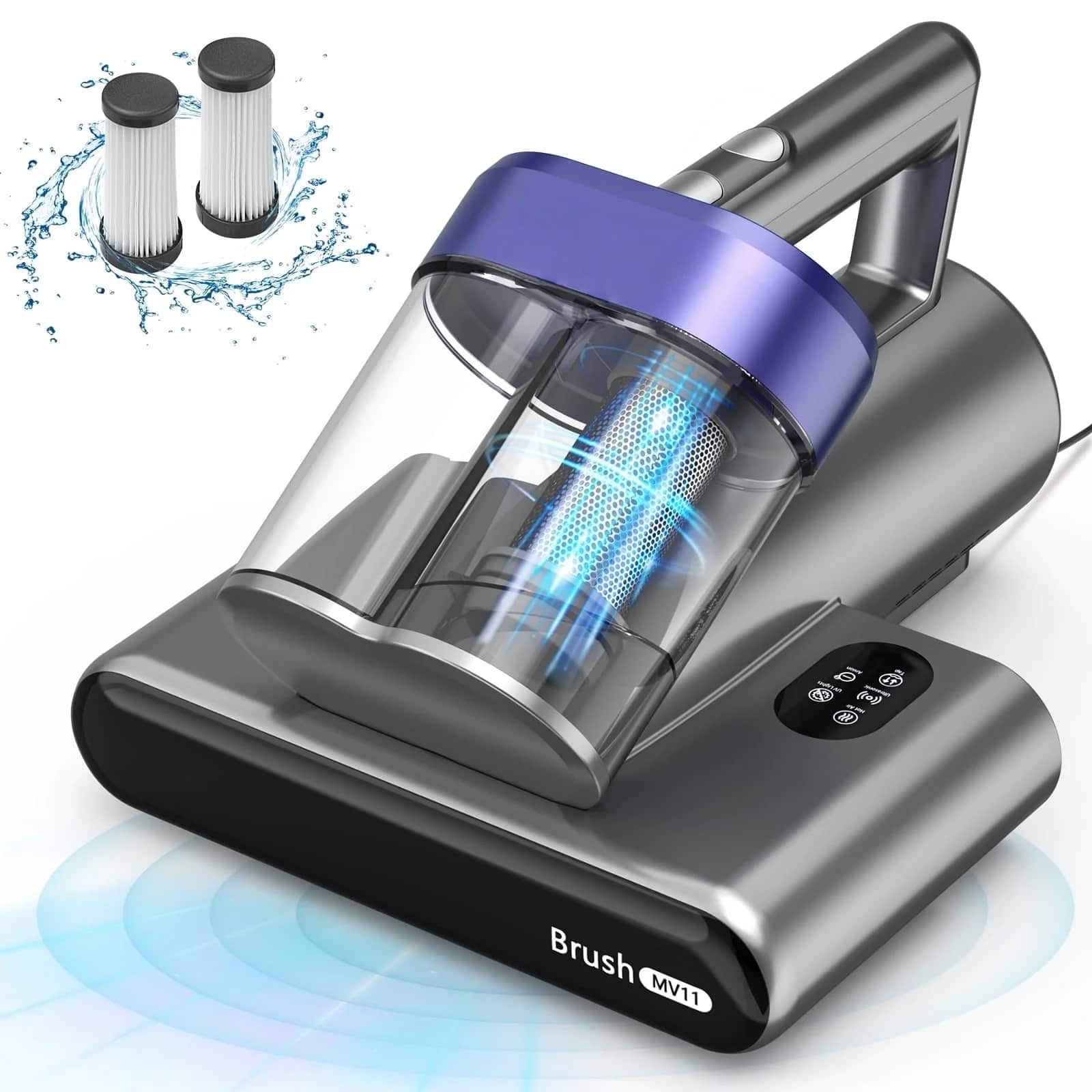 Teendow - 500W 16Kpa Vacuum Cleaner with UV-C Light, Handheld Vacuums with Heating & Ultrasonic & Anion for Bed Dust Pet Hair - Purple