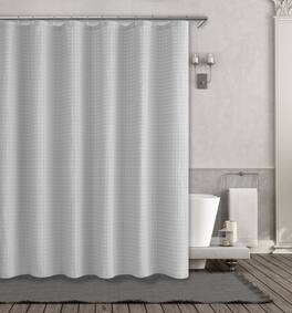Kate Aurora - Spa Collection Modern Waffle Fabric Shower Curtain - Standard Size - Silver