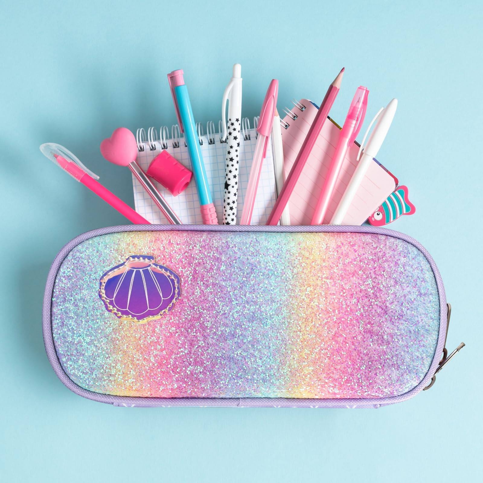 Alt View 7. Dapper Styles - Pencil Case For - Cute Capacity Pouch Organizer Multi-slot Bag School Pen Only glitter Mermaid Scale - C Purple Cute Unicorn-Cute Pattern.