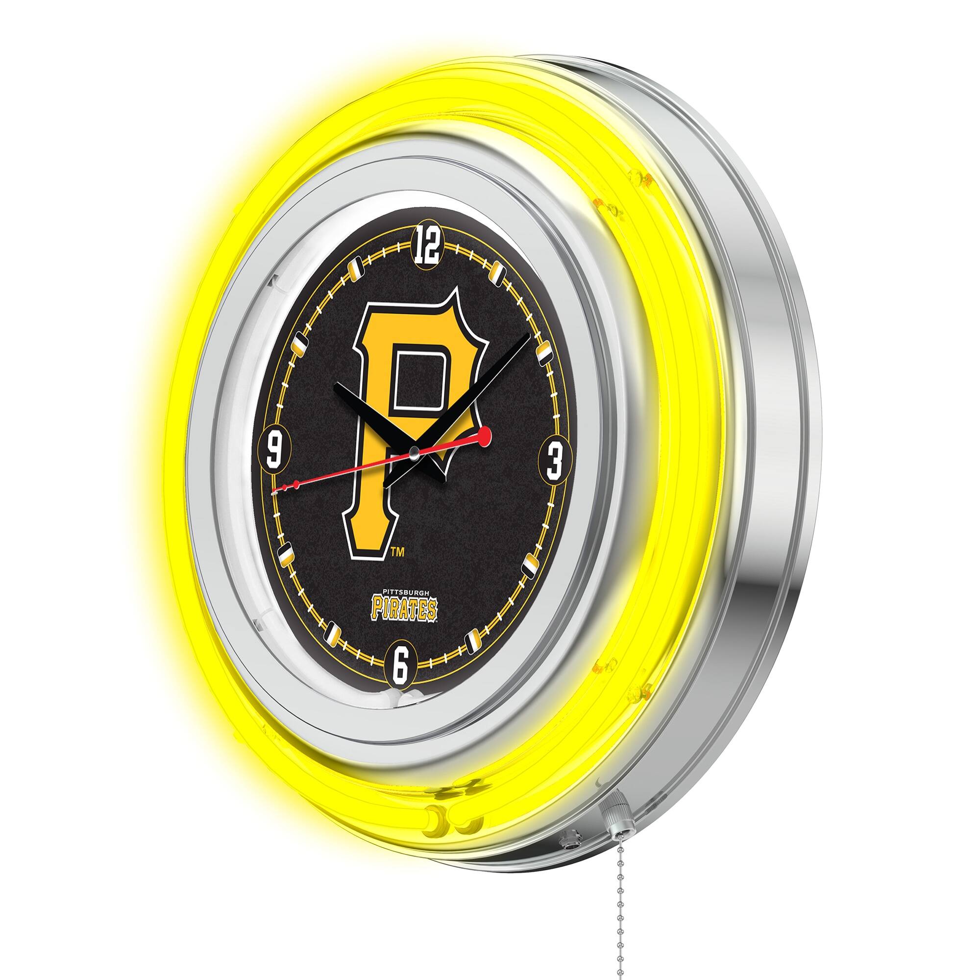 Alt View 1. Holland Bar Stool Co. - Pittsburgh Pirates Double-Walled Neon Clock - Multicolor.