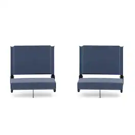 Emma + Oliver - Set of 2 500 lb. Rated Lightweight Stadium Chair with Ultra-Padded Seat - Navy Blue