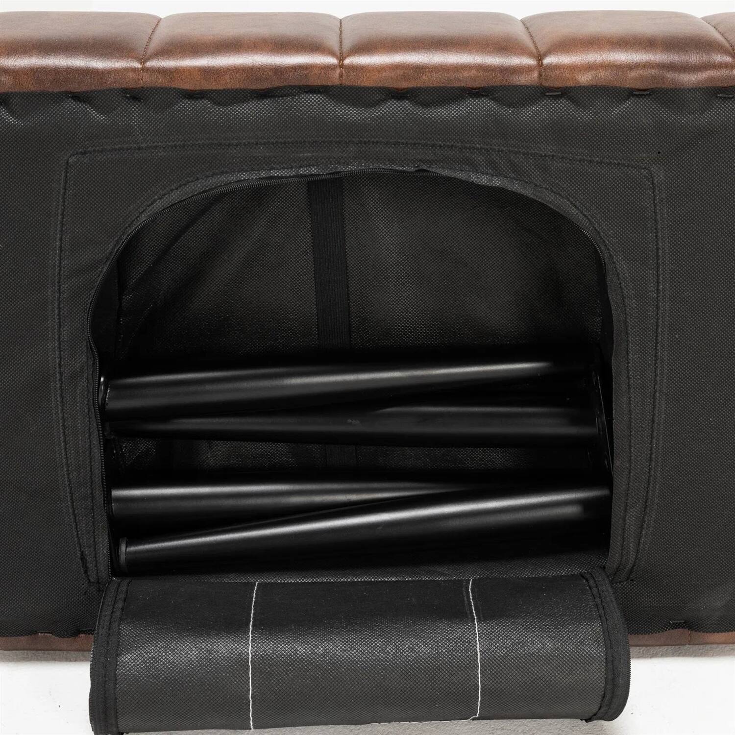 Alt View 1. Hivvago - Mid-Century Modern Bedroom Bench with PU Leather Seat and Tapered Legs - brown.