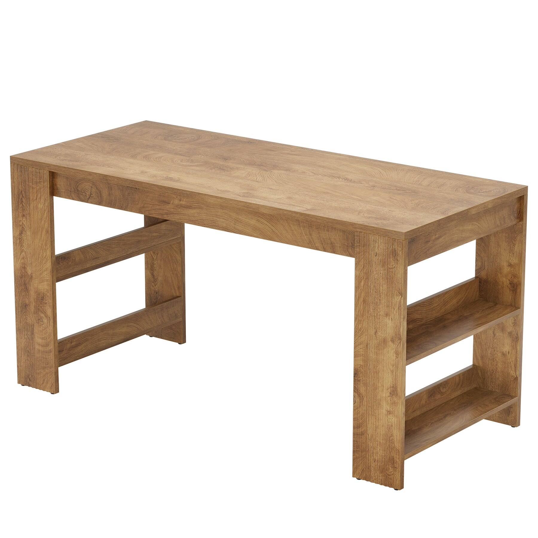 Alt View 4. Tribesigns - Kitchen Island with Engineered Wood Construction, Storage Shelves and Wood Grain Finish for Kitchen - Brown.