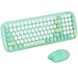 SaharaCase - Wireless Keyboard & Mouse Combo | Colorful 100 Keys Full Keyboard | Soft Click | USB & Type-C Adapter - Green