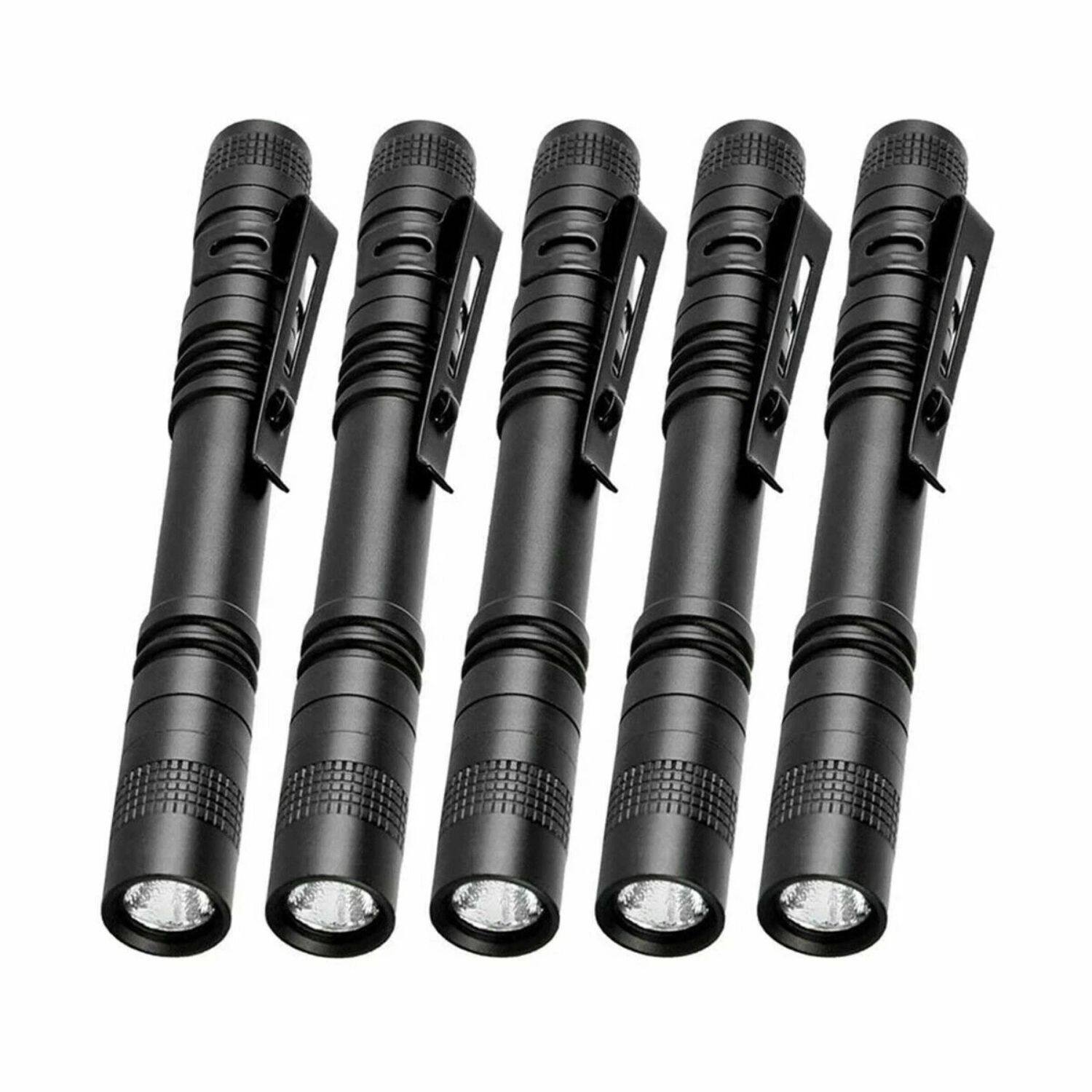 Angle. Home Collection - 5Pcs LED Flashlight Portable Pen Torch Lamp with Clip Mini Pocket Penlight Set.
