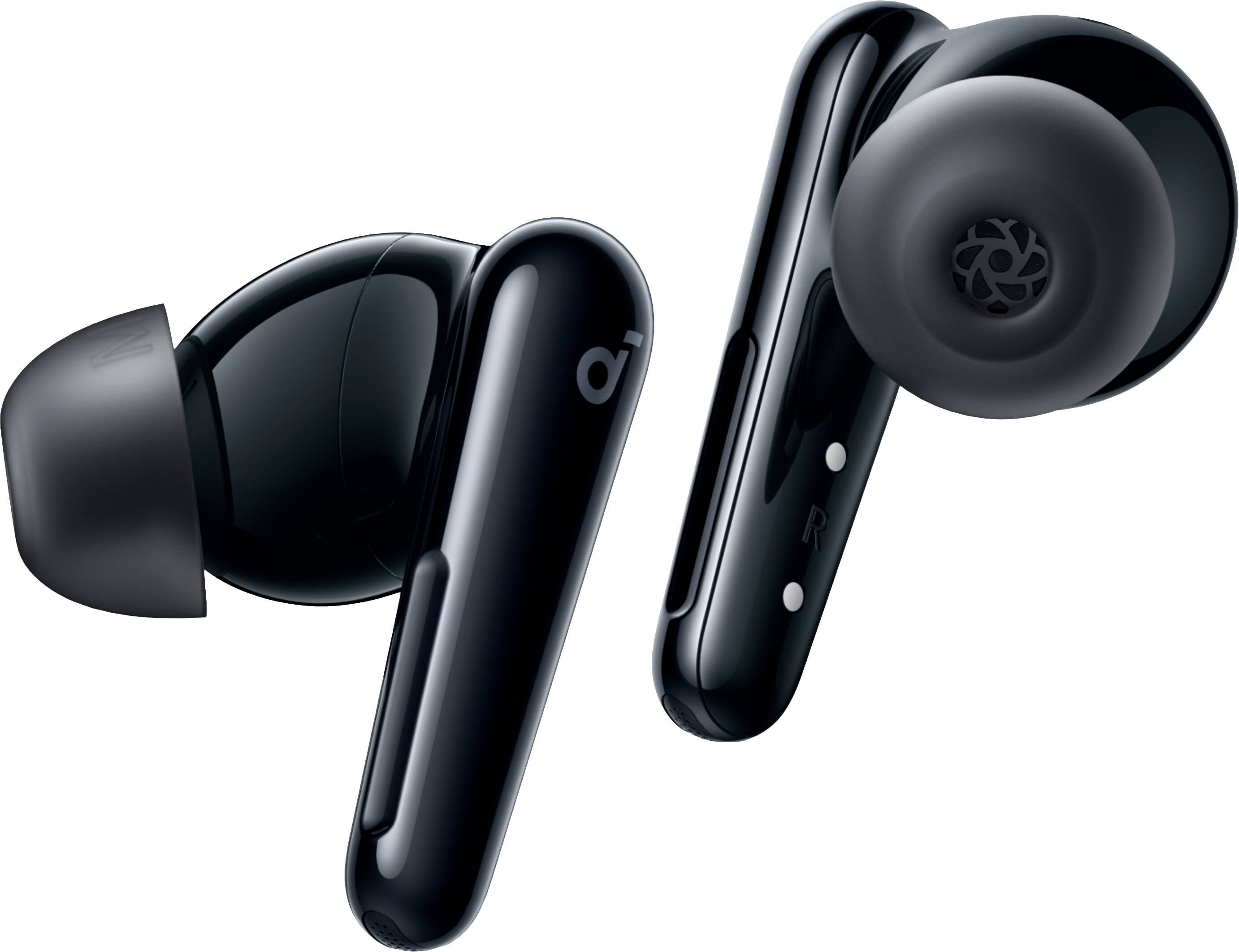 Left. Soundcore - by Anker Liberty 4 Pro True Wireless Noise Cancelling Headphones - Glossy Black.