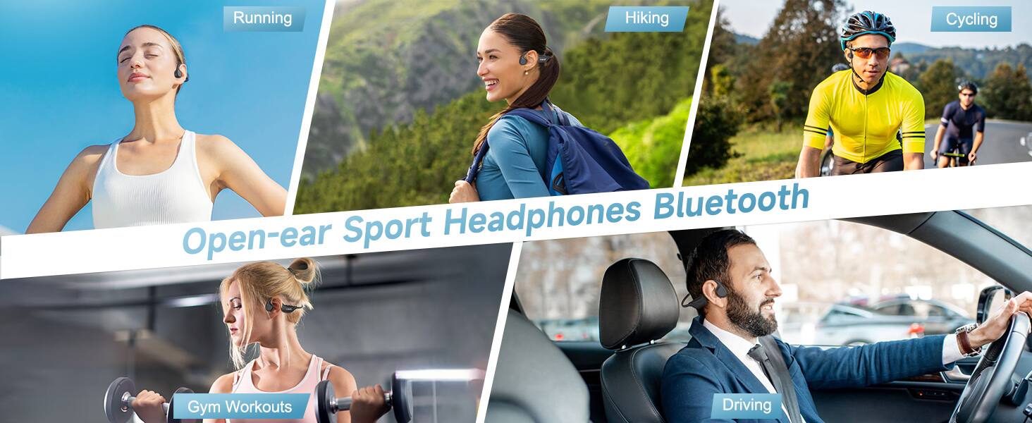 Running Hiking Cycling Headphones Bluetooth Open-ear Sport Gym Workouts Driving
