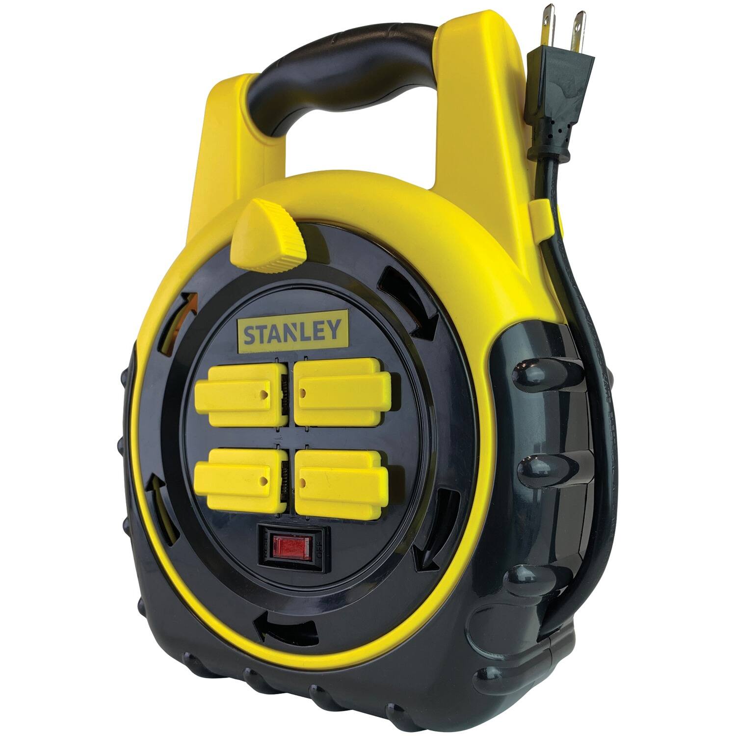 Back. Stanley - Stanley 33959 Shopmax Power Hub Cord Reel, 4 Outlets, 20-ft. Cord, 33959 - yellow.