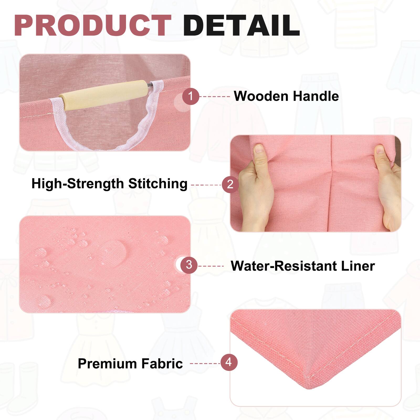 PRODUCT DETAIL

1. Wooden Handle
2. High-Strength Stitching
3. Water-Resistant Liner
4. Premium Fabric