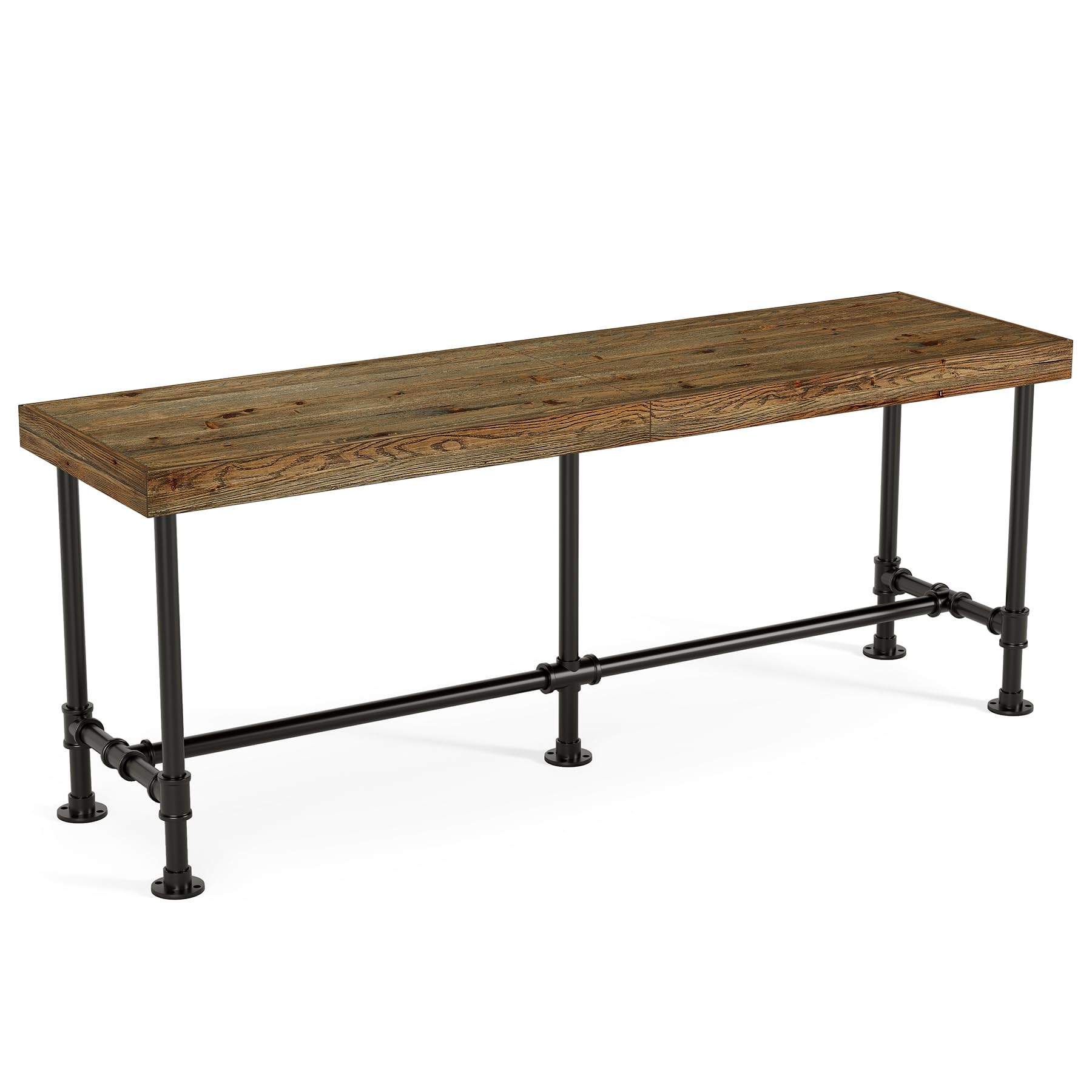 Alt View 5. Tribesigns - 70.9" Solid Wood Bar Table, Long Counter Height Pub Table - Brown.