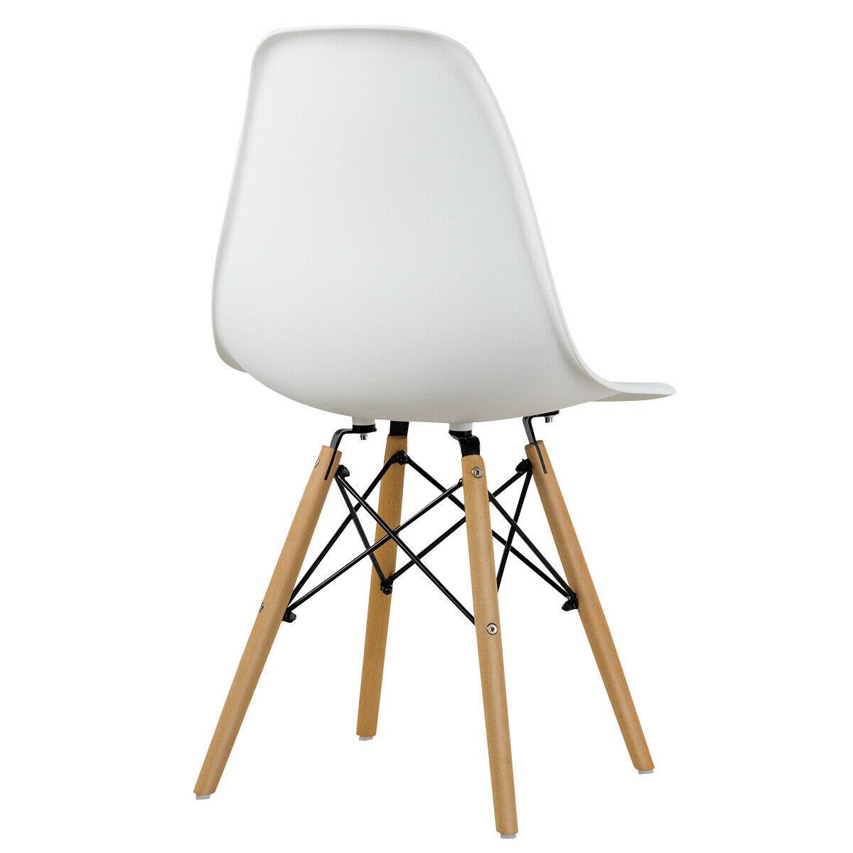 Alt View 8. Gymax - Gymax Set of 4 Modern Dining Side Chair Armless Home Office w/ Wood Legs White - White.