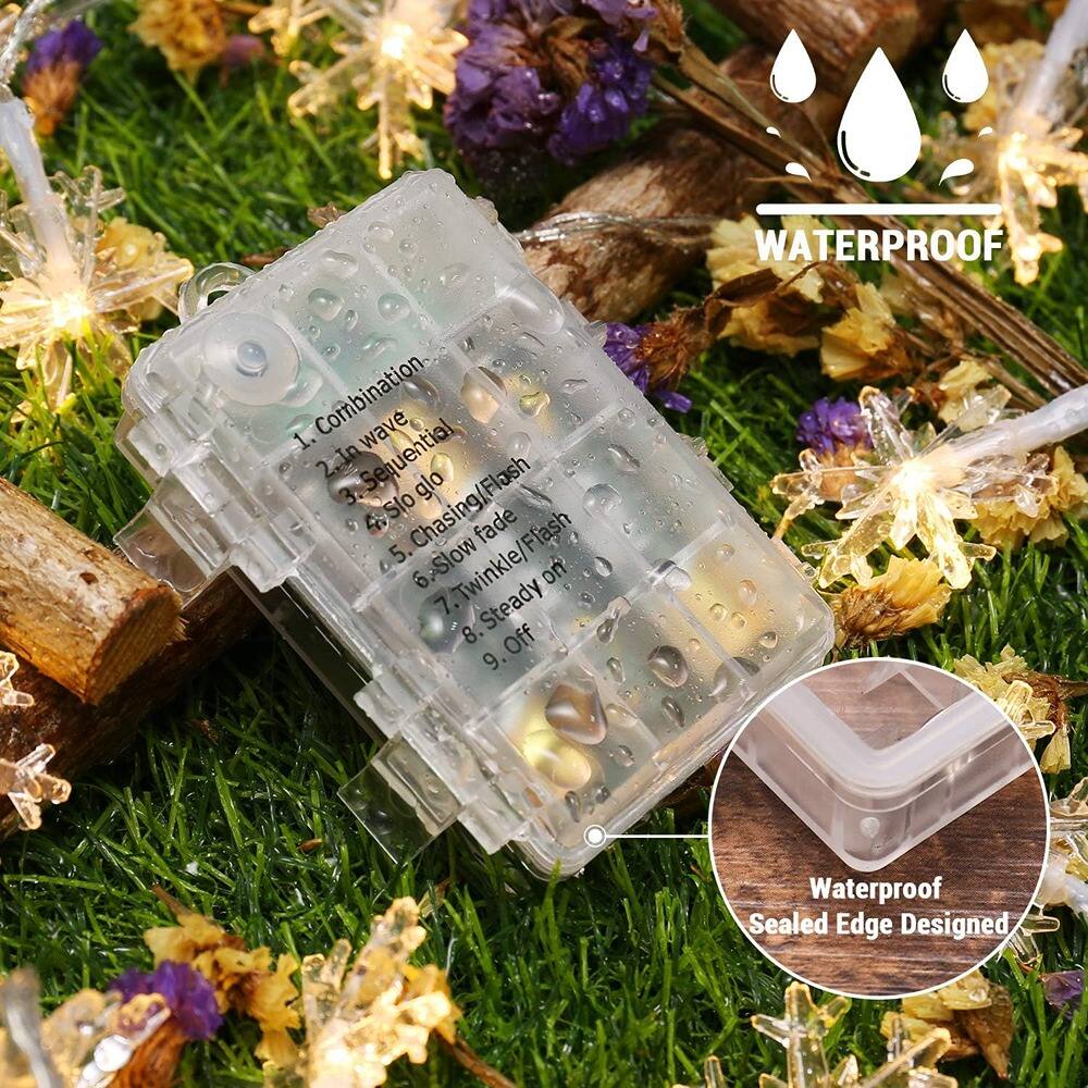 1. Combination  
2. In wave  
3. Sequential wave  
4. Slo fade  
5. Flash  
6. Slow  
7. Twinkle/Flash  
8. Steady on  
9. Off  

WATERPROOF  
Waterproof Sealed Edge Designed